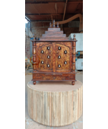 Wooden temple doors pooja temple antique brown color Paint by Hand - $555.60 CAD+
