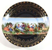 Vintage Lefton China Hand Painted 6” Saucer Plate Lords and Ladies Black Gold - £25.53 GBP