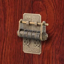 Chinese Vintage Antique Bronze Keyed Padlock, Retro Combination Password... - $13.10