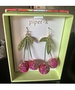 NIB piper•k CHERRY Gold Tone Glass Stones/ Enamel Nickel Free Drop Earrings - £25.08 GBP