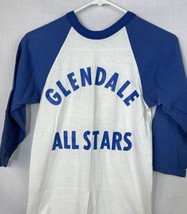 Vintage Raglan T Shirt Single Stitch Russell Athletic Glendale Small USA 70s 80s - £23.59 GBP