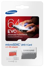 Samsung Evo Plus 64GB Micro Sd Micro Sdxc C10 Flash Memory Card w/ Sd Adapter - £18.35 GBP