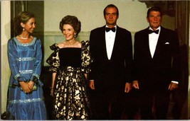 King Juan Carlos and  Queen Sophia with President and Nancy Reagan  Vtg Postcard - £4.36 GBP
