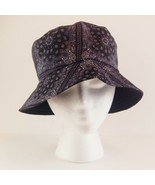 Bucket Hat Black Flower Paisley Pattern Reversible Unisex 22.5&quot; S/M Sun Hat - £12.78 GBP