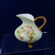Creamer Pitcher Footed Hand Painted Gold Trim Floral Collectible Vintage - £20.86 GBP