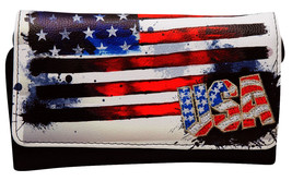American Flag Wallet USA Patriotic Crossbody Wristlet Clutch Women Small Purse - £21.70 GBP