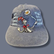 Vintage Dr Seuss Cat in the Hat Denim Cap Fish Book Hat Strapback 1997 - £15.81 GBP