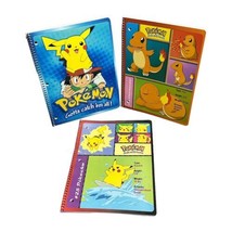 Lot Of 3 Vintage Pokemon Pikachu Ash Charmander Notebooks Theme Book Copybook - £15.66 GBP