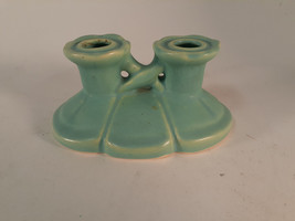 Weller Pottery Double Candle Holder, 1940s, Blue/Green Glaze, 6&quot;W - £13.79 GBP