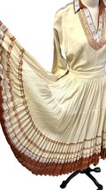 VTG 1950s 2 piece Patio Dress Beige w Copper RickRack Sz M Gauze Circle ... - $298.38