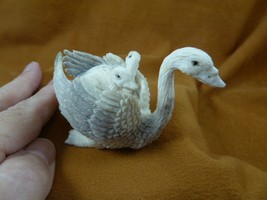 SWAN-W5 Mama Swan + babies duck shed ANTLER figurine Bali detailed love ... - £265.99 GBP