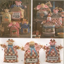 12" 15" 20" Country Farm Burlap Feed Sack Doll Cow Pig Chicken Bunny Sew Pattern - £9.42 GBP