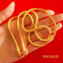 Necklace Golden Egg Chain 18K 24K Thai Baht Yellow Gold Plated 24&quot; 30 G. Women - £28.32 GBP