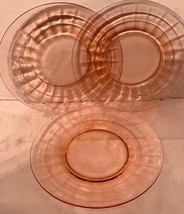 Anchor Hocking Block Optic 3 Pink Depression Glass Salad Plates 8-1/4&quot; - £22.38 GBP