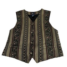Liz Sport 90s Victorian Stripe Wallpaper Floral Rose Detail Button Vest ... - $39.56