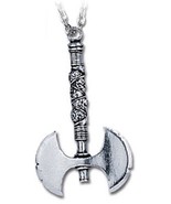 SteamPunk Victorian Alchemy Gothic Double Axe Pendant Necklace, NEW UNUSED - £15.34 GBP