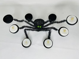 Halloween Black Spider Metal Wire Tea Light Candle Holder Green Eyes Hom... - £11.14 GBP