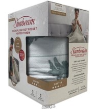 Sunbeam Microplush Comfy Toes Electric Heated Throw Blanket Foot Pocket Holiday - $42.74