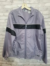 FILA Women XL Full Zip Mesh Lined Track Rain Jacket Purple Lavender Black - $29.99