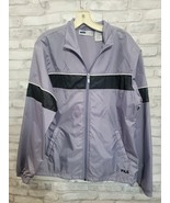 FILA Women XL Full Zip Mesh Lined Track Rain Jacket Purple Lavender Black - $29.99