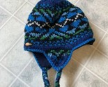 Everest Designs Blue Nepali Wool Winter Hat Beanie Fleece Lined Kids Sz ... - $15.88