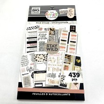 Happy Planner Wild Styled Sticker Book 439 Stickers 30 Sheets Pink Black - £11.19 GBP