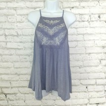 Eyeshadow Blouse Womens Small Blue Sleeveless Tank Embroidered Lace Boho Flowy - £9.08 GBP