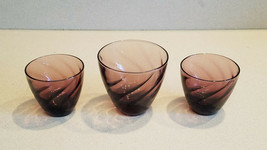 Vintage Set of Three Hazel Atlas Moroccan Amethyst Swirl Pattern Glasses - £16.03 GBP