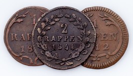 1812-1844 Swiss Cantons 1 &amp; 2 Rappen Coin lot of 3 (VF-AU) - £64.66 GBP