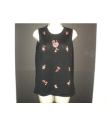 Kathie Lee Collection Knit Sleeveless Sweater Top Shell Sz L Black w/ Em... - £9.63 GBP