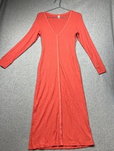 Parade Waffle Knit Maxi Dress Womens S Button Up Long Sleeve Coral Simple Casual - $34.77