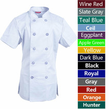 Women&#39;s Chef Coat Short Sleeve Chef Shirt Cook Coat Barista Baker Uniform - £21.22 GBP