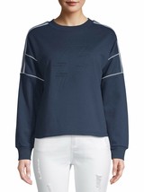 No Boundaries Juniors&#39; Graphic Crewneck Sweatshirt Size M 7-9 Blue (LOCT... - $15.83