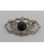 Jewelry Vintage Small Textured Filigree Silver Black Oval Fashion Pin Br... - $14.02 CAD