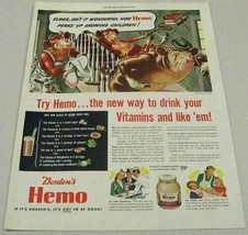 1942 Print Ad Borden&#39;s Hemo Drink Mix Elsie the Cow &amp; Elmer - £10.92 GBP