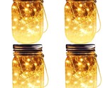 Solar Mason Jar Lights, 4 Pack 30 Leds Waterproof Fairy Firefly String L... - £31.28 GBP
