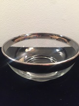 Vintage 60s MCM Silver Ombre rimmed 4.75" small glass bowl image 3