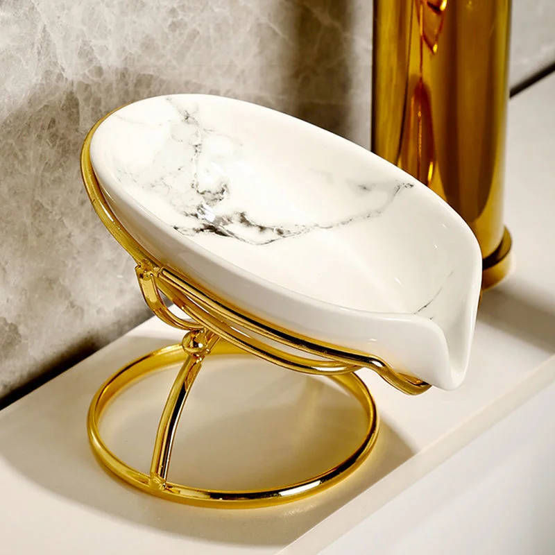 House Home Luxury Leaf Shape Soap Box Bathroom Soap Holder Dish Storage Plate Tr - £19.75 GBP