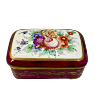 Antique Sevres Style Porcelain Box Hand Painted Floral Gilt - $292.05