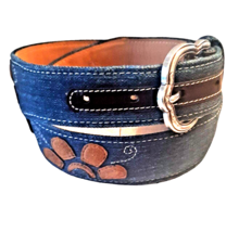 Medium 32 Brighton Denim and Leather Belt Flower Accents Cowgirl Western - £26.14 GBP