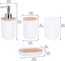 Bathroom Accessories Set Black 4 Piece Plastic Bamboo with Lotion Dispenser Toot - £28.04 GBP