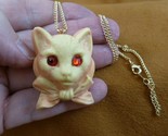 (CL52-200) KITTY white Hell cat kitten large CAMEO Pin Pendant 18&quot; neckl... - $32.71