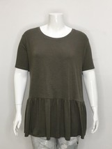 George Plus Women&#39;s Peplum Short Sleeve Top Olive Green 4X New W/ Tag - $9.99