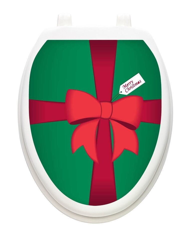 CHRISTMAS GIFT BOX Toilet Tattoos Lid Decoration Removable Reusable Ship... - $23.66