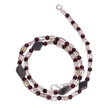 Natural Aventurine Smoky Quartz Garnet Gemstone Smooth Beads Necklace 17&quot; UB4570 - £7.65 GBP