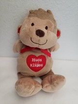 Carters Just One You Hugs and Kisses Monkey Brown Red Heart Plush Stuffed Animal - £15.62 GBP