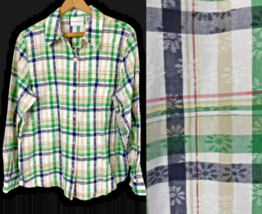 Alfred Dunner Button Up Shirt Top Blouse White Blue Green Stripe Floral ... - $37.71