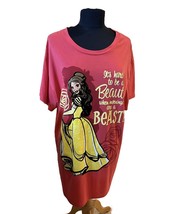 NWOT Disney Parks Belle Beauty &amp; The Beast Graphic 3D Sleep Shirt Gown Pink OS - £15.82 GBP
