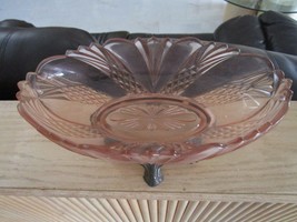  Portieux-Vallerysthal France(A Merger Of Two Companies) Footed Pink Glass Bowl - £136.89 GBP