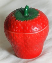 Hazel Atlas Red Strawberry Jam Jelly Jar Milk Glass Vintage - $16.82